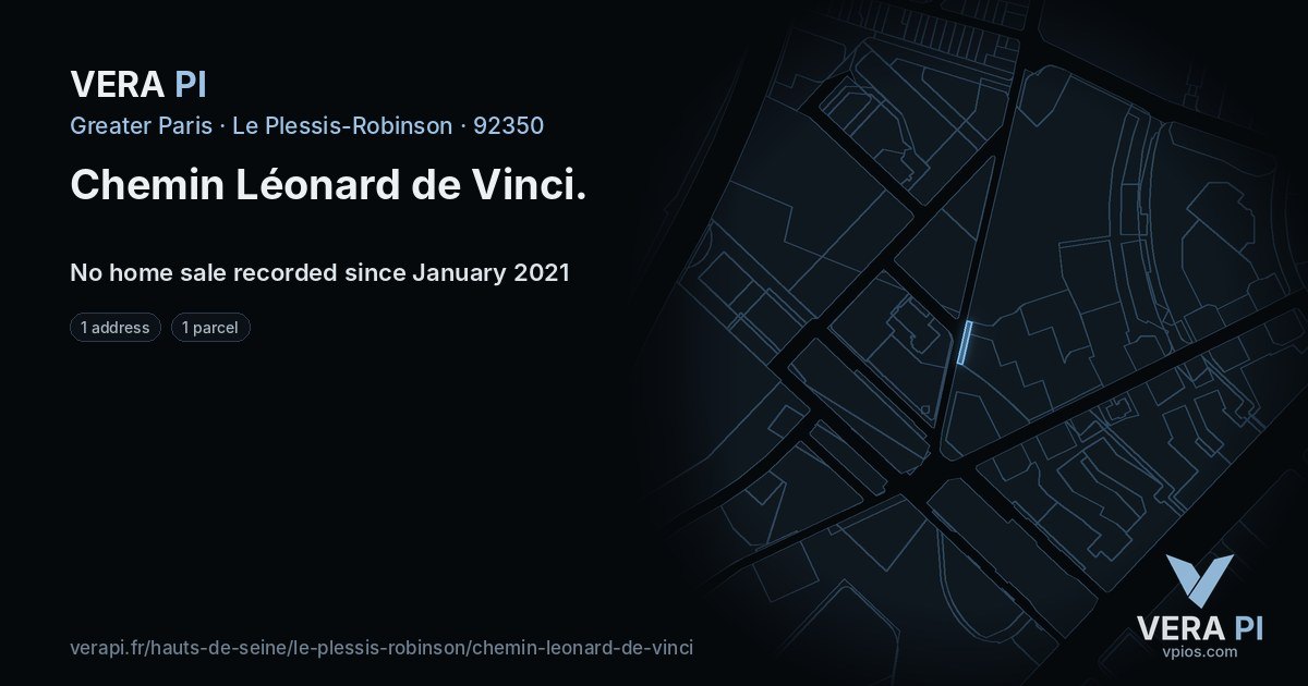 Chemin Léonard de Vinci, Le Plessis-Robinson at night – every parcel coloured by the prices around it, the street's own parcels lit