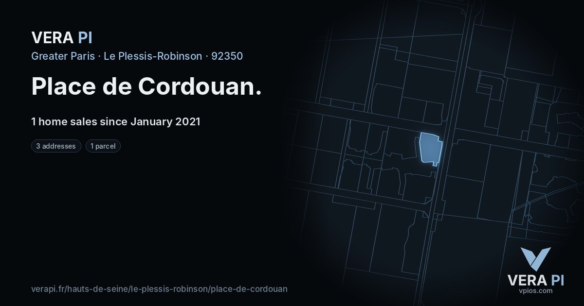 Place de Cordouan, Le Plessis-Robinson at night – every parcel coloured by the prices around it, the street's own parcels lit