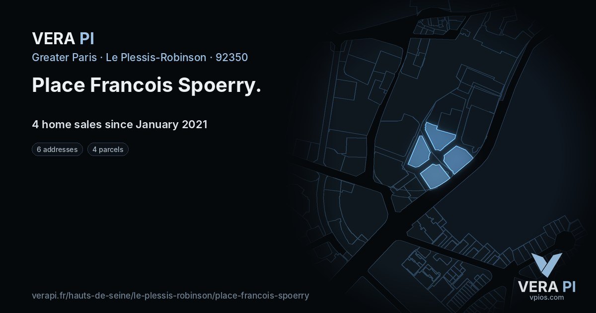 Place Francois Spoerry, Le Plessis-Robinson at night – every parcel coloured by the prices around it, the street's own parcels lit