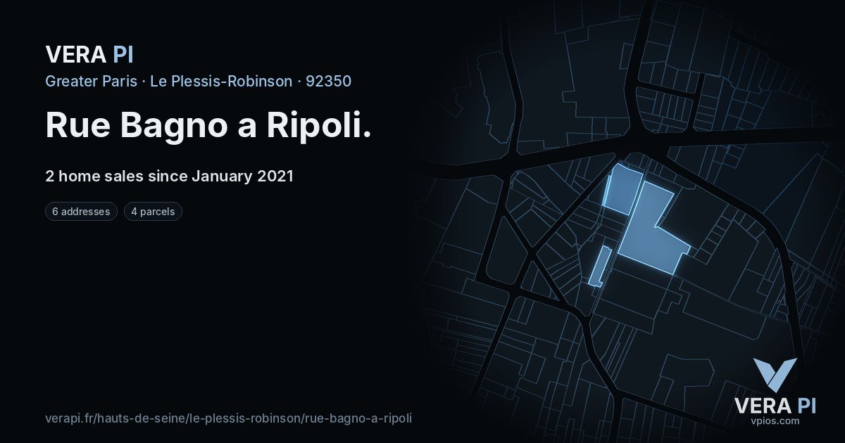 Rue Bagno a Ripoli, Le Plessis-Robinson at night – every parcel coloured by the prices around it, the street's own parcels lit
