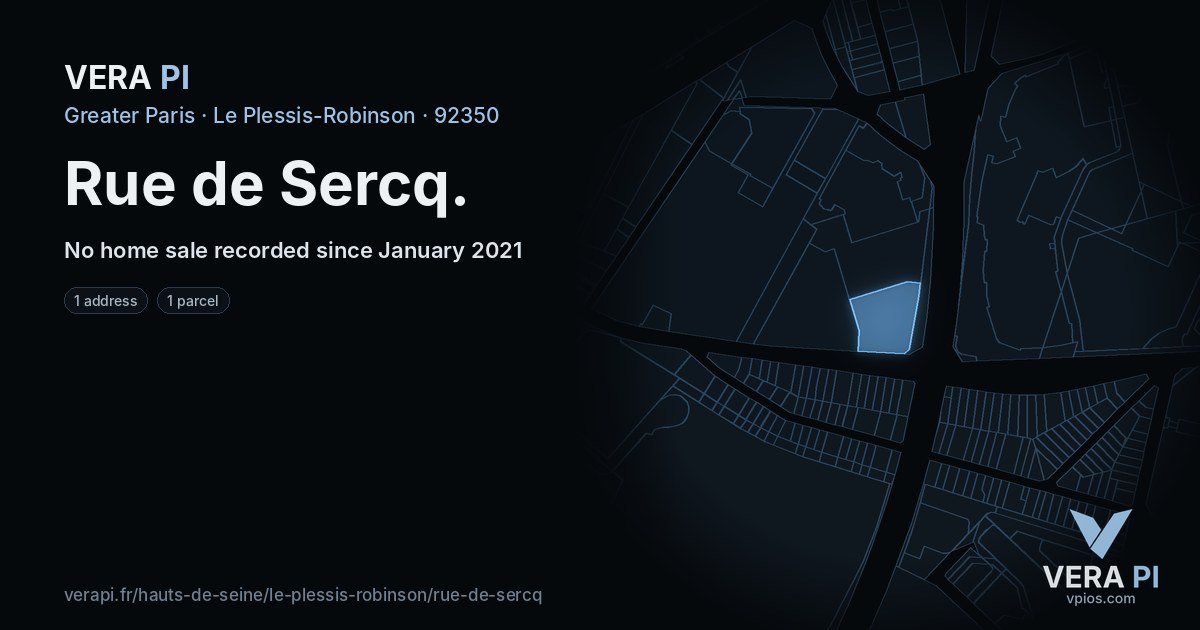Rue de Sercq, Le Plessis-Robinson at night – every parcel coloured by the prices around it, the street's own parcels lit