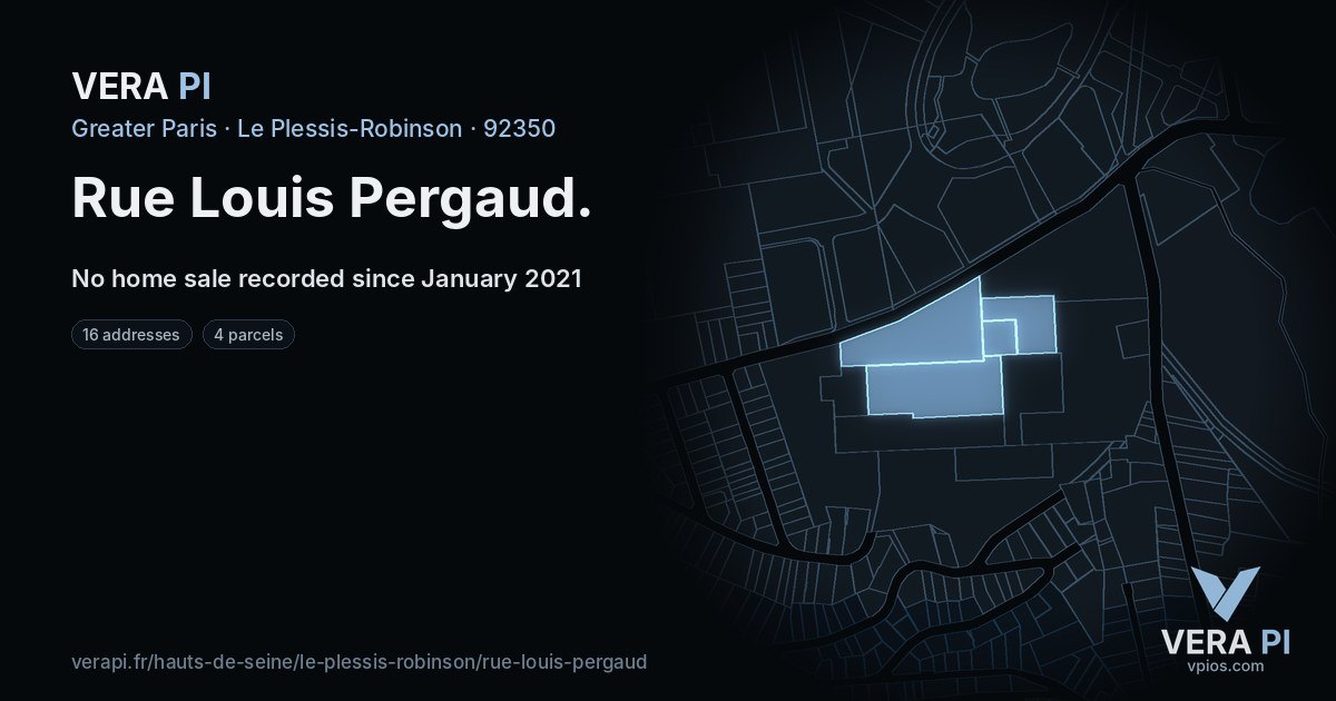 Rue Louis Pergaud, Le Plessis-Robinson at night – every parcel coloured by the prices around it, the street's own parcels lit