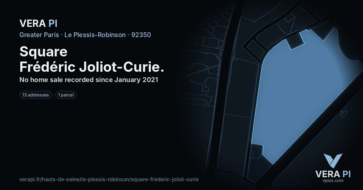 Square Frédéric Joliot-Curie, Le Plessis-Robinson at night – every parcel coloured by the prices around it, the street's own parcels lit