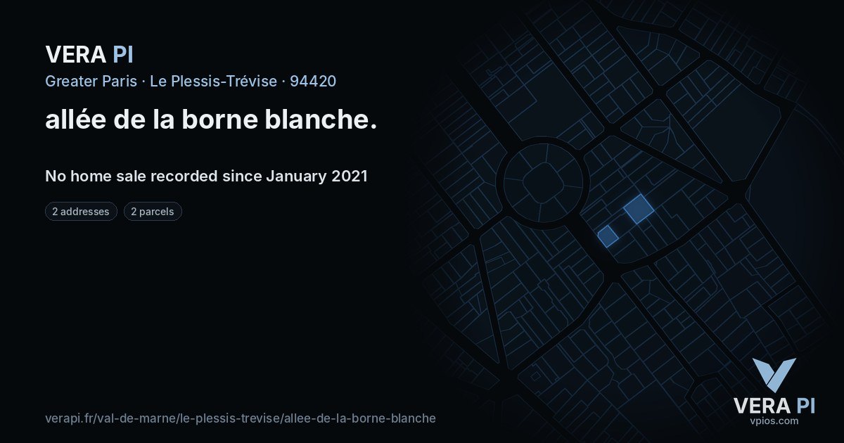 allée de la borne blanche, Le Plessis-Trévise at night – every parcel coloured by the prices around it, the street's own parcels lit