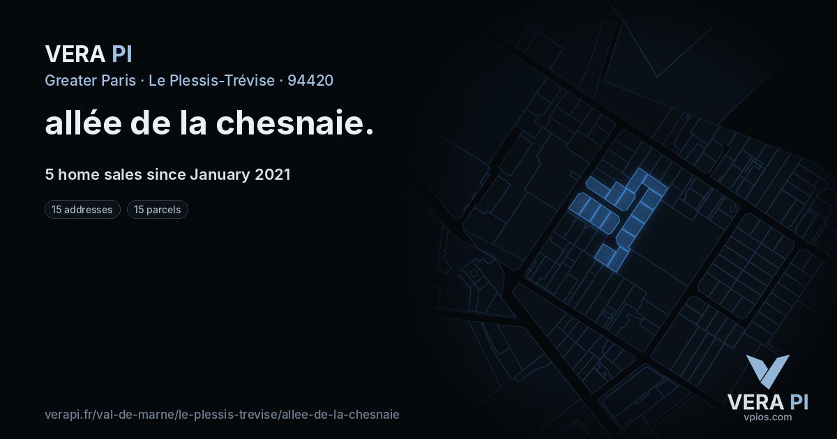 allée de la chesnaie, Le Plessis-Trévise at night – every parcel coloured by the prices around it, the street's own parcels lit