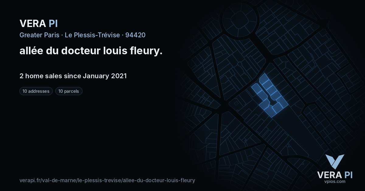 allée du docteur louis fleury, Le Plessis-Trévise at night – every parcel coloured by the prices around it, the street's own parcels lit