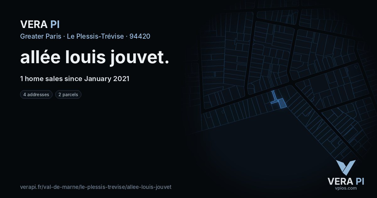 allée louis jouvet, Le Plessis-Trévise at night – every parcel coloured by the prices around it, the street's own parcels lit