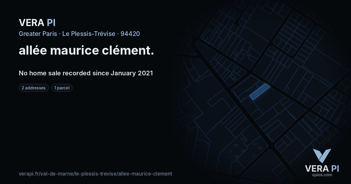 allée maurice clément, Le Plessis-Trévise at night – every parcel coloured by the prices around it, the street's own parcels lit