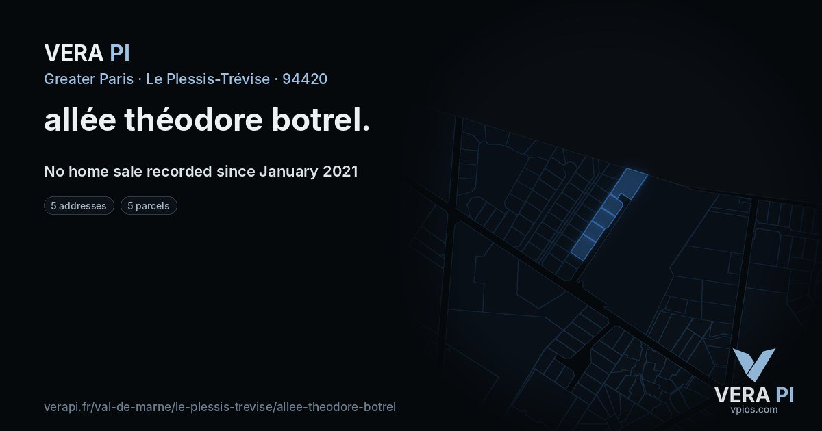 allée théodore botrel, Le Plessis-Trévise at night – every parcel coloured by the prices around it, the street's own parcels lit