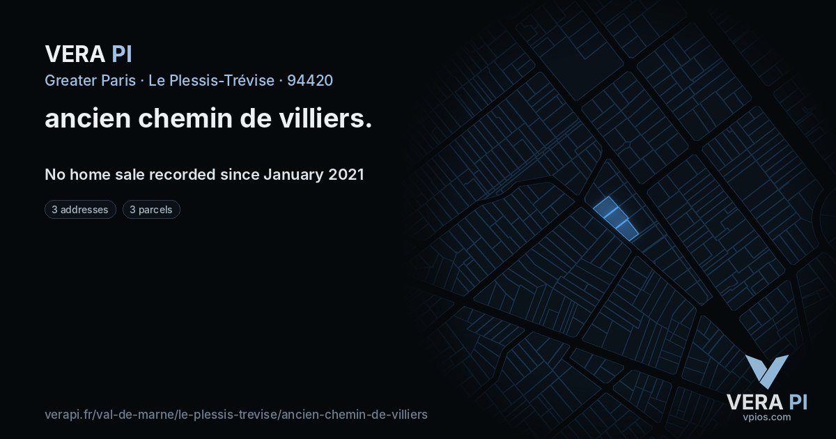 ancien chemin de villiers, Le Plessis-Trévise at night – every parcel coloured by the prices around it, the street's own parcels lit