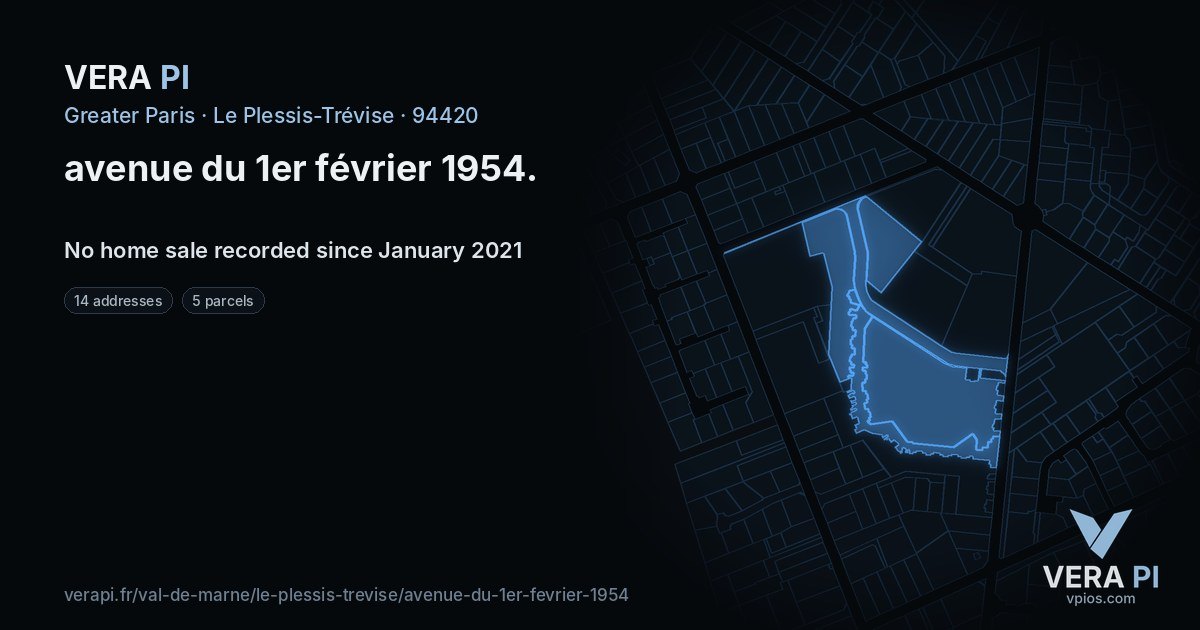 avenue du 1er février 1954, Le Plessis-Trévise at night – every parcel coloured by the prices around it, the street's own parcels lit