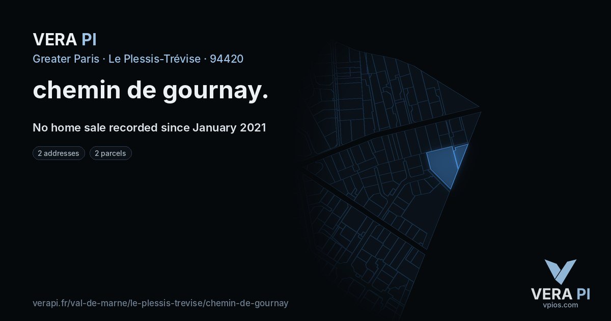 chemin de gournay, Le Plessis-Trévise at night – every parcel coloured by the prices around it, the street's own parcels lit