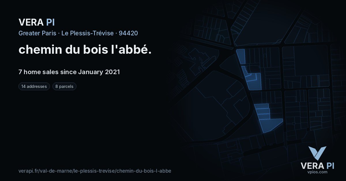 chemin du bois l'abbé, Le Plessis-Trévise at night – every parcel coloured by the prices around it, the street's own parcels lit