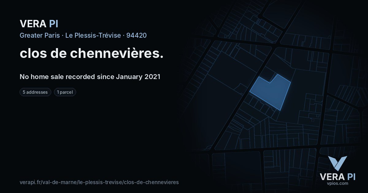 clos de chennevières, Le Plessis-Trévise at night – every parcel coloured by the prices around it, the street's own parcels lit