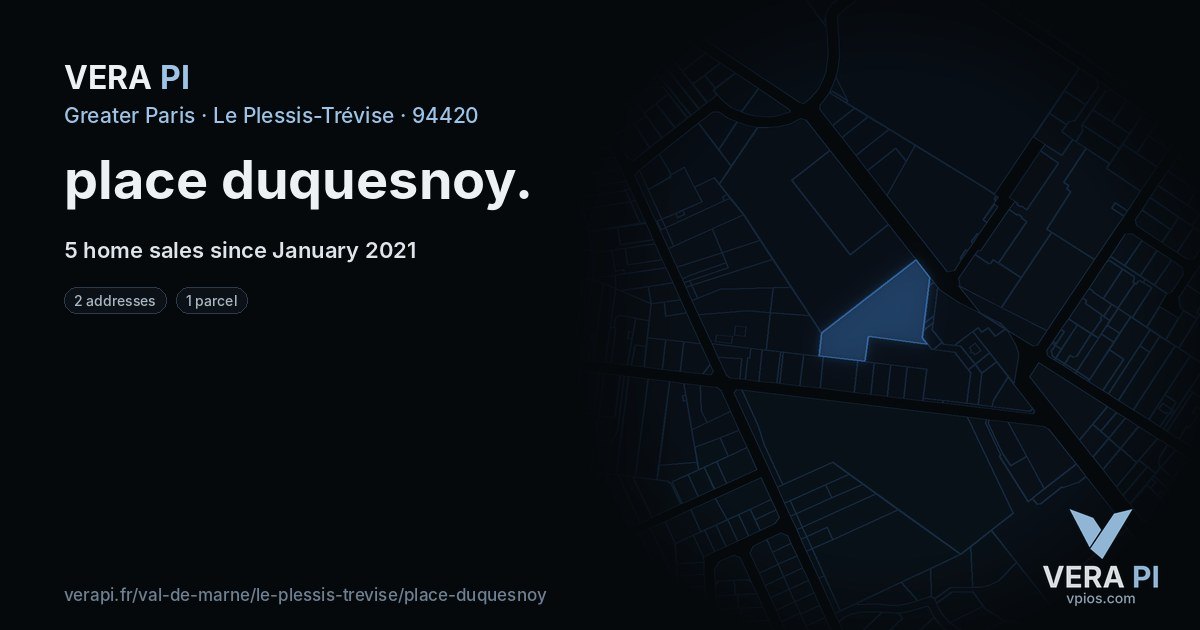 place duquesnoy, Le Plessis-Trévise at night – every parcel coloured by the prices around it, the street's own parcels lit