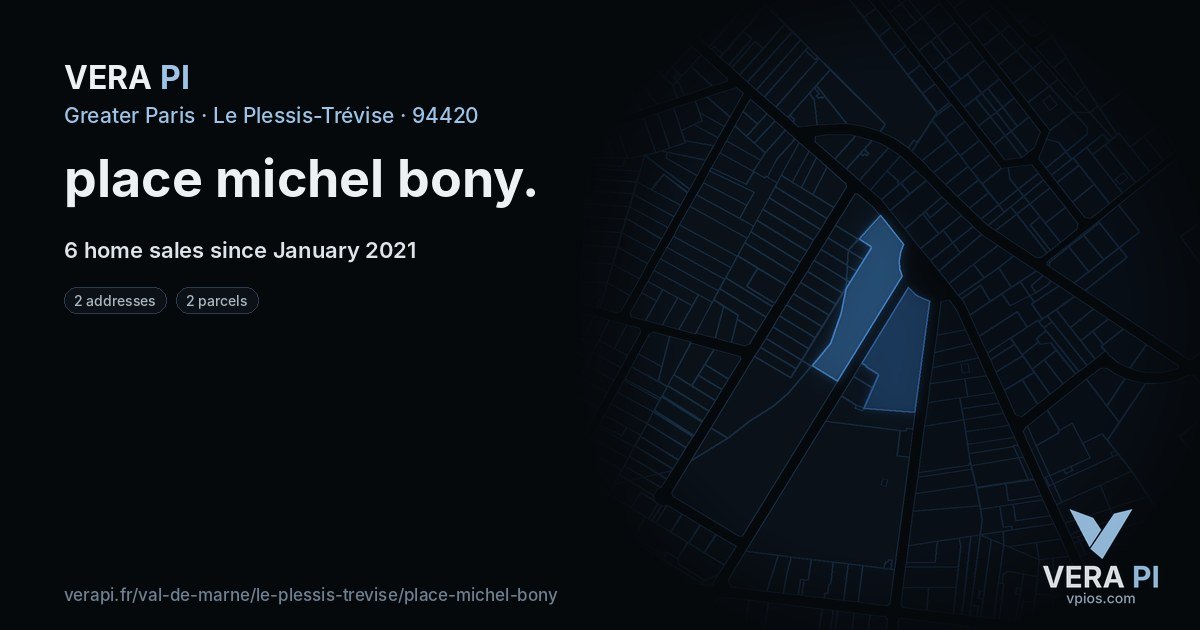 place michel bony, Le Plessis-Trévise at night – every parcel coloured by the prices around it, the street's own parcels lit