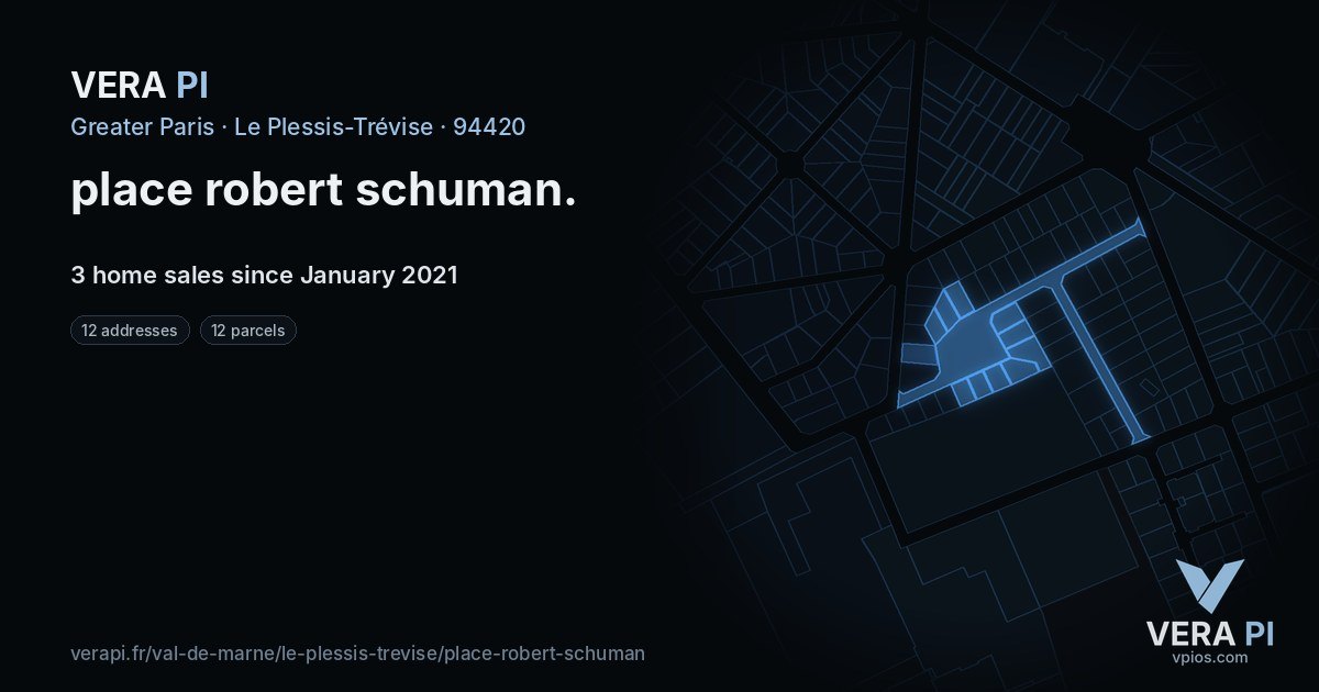 place robert schuman, Le Plessis-Trévise at night – every parcel coloured by the prices around it, the street's own parcels lit