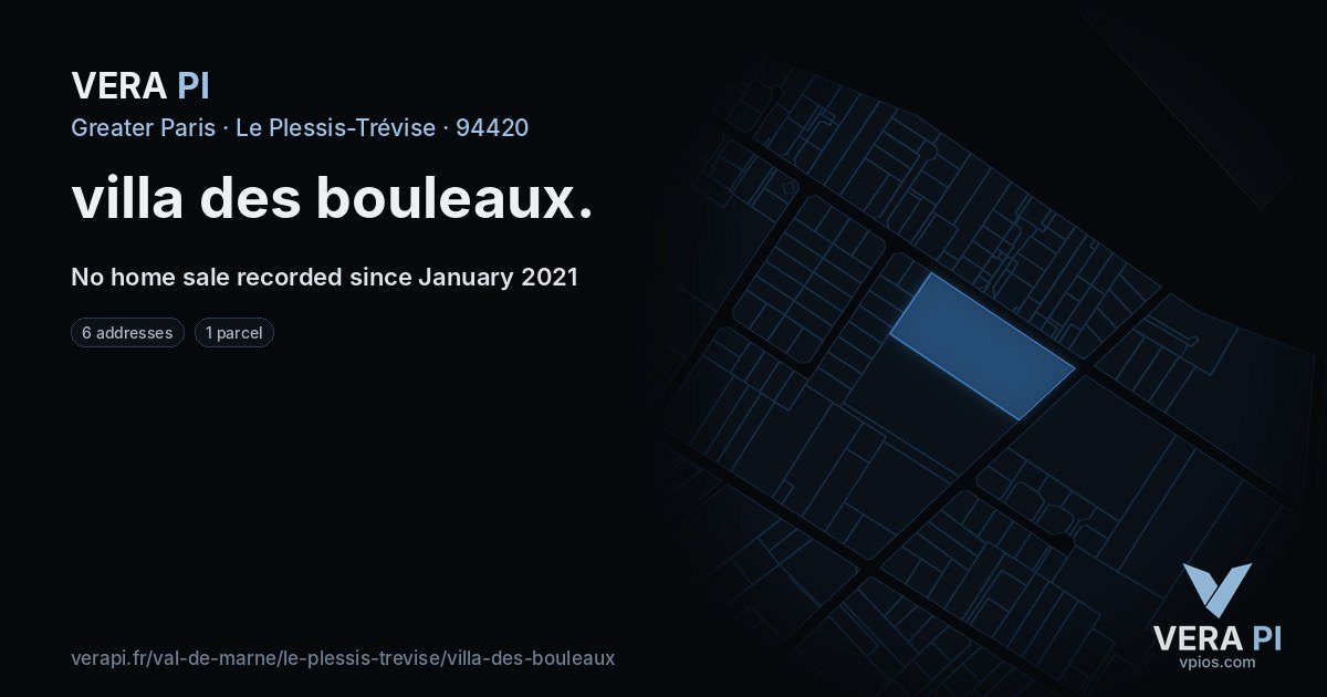 villa des bouleaux, Le Plessis-Trévise at night – every parcel coloured by the prices around it, the street's own parcels lit