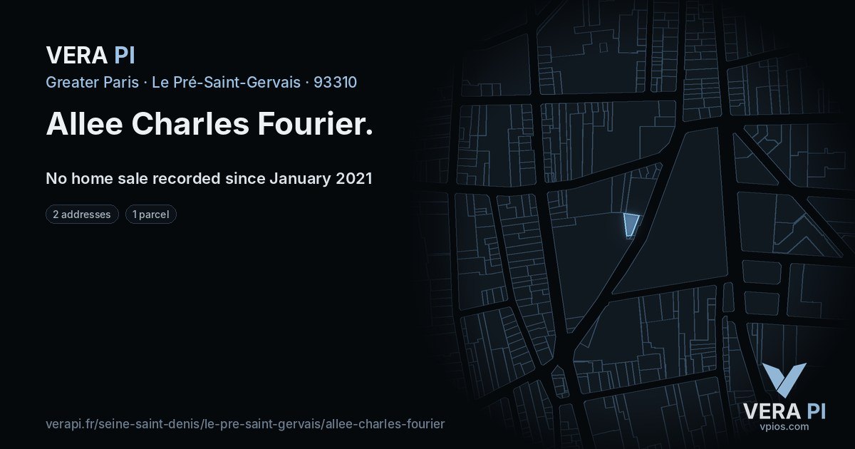 Allee Charles Fourier, Le Pré-Saint-Gervais at night – every parcel coloured by the prices around it, the street's own parcels lit