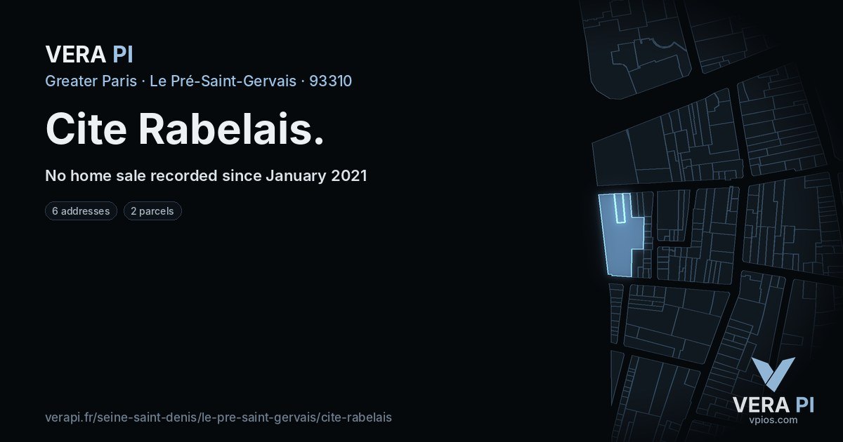 Cite Rabelais, Le Pré-Saint-Gervais at night – every parcel coloured by the prices around it, the street's own parcels lit