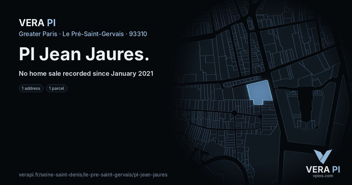 Pl Jean Jaures, Le Pré-Saint-Gervais at night – every parcel coloured by the prices around it, the street's own parcels lit
