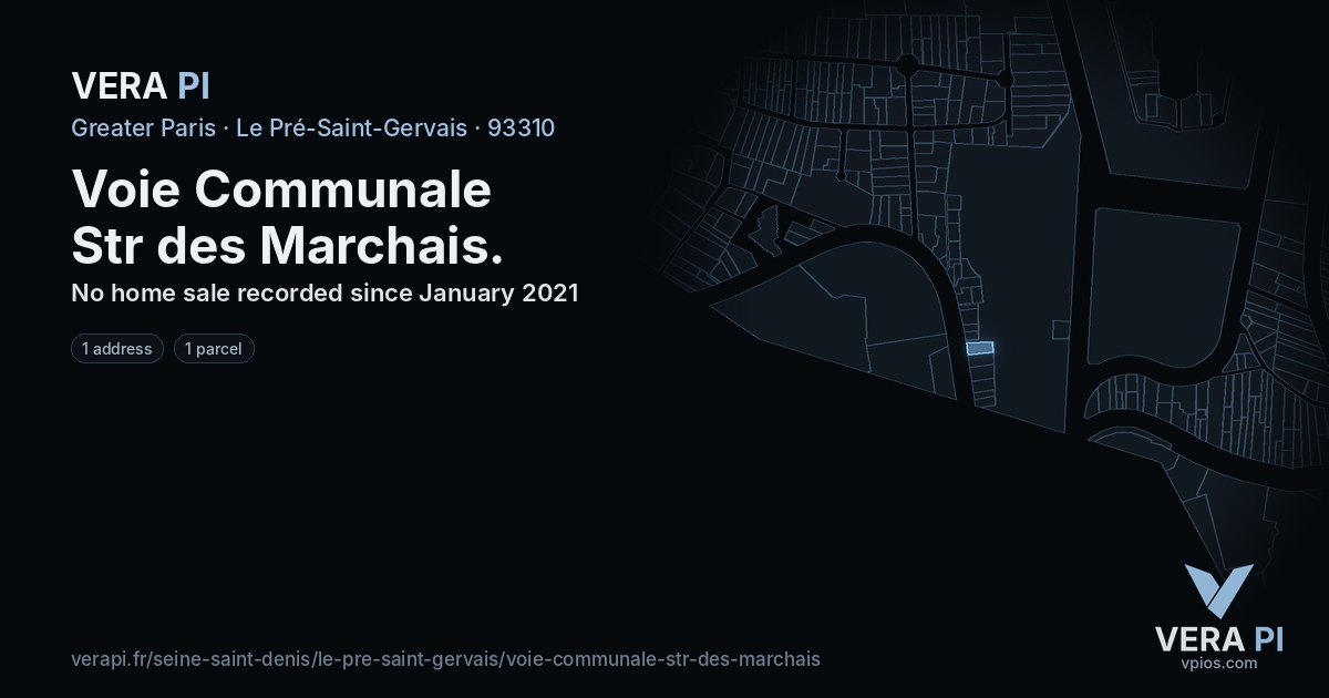 Voie Communale Str des Marchais, Le Pré-Saint-Gervais at night – every parcel coloured by the prices around it, the street's own parcels lit