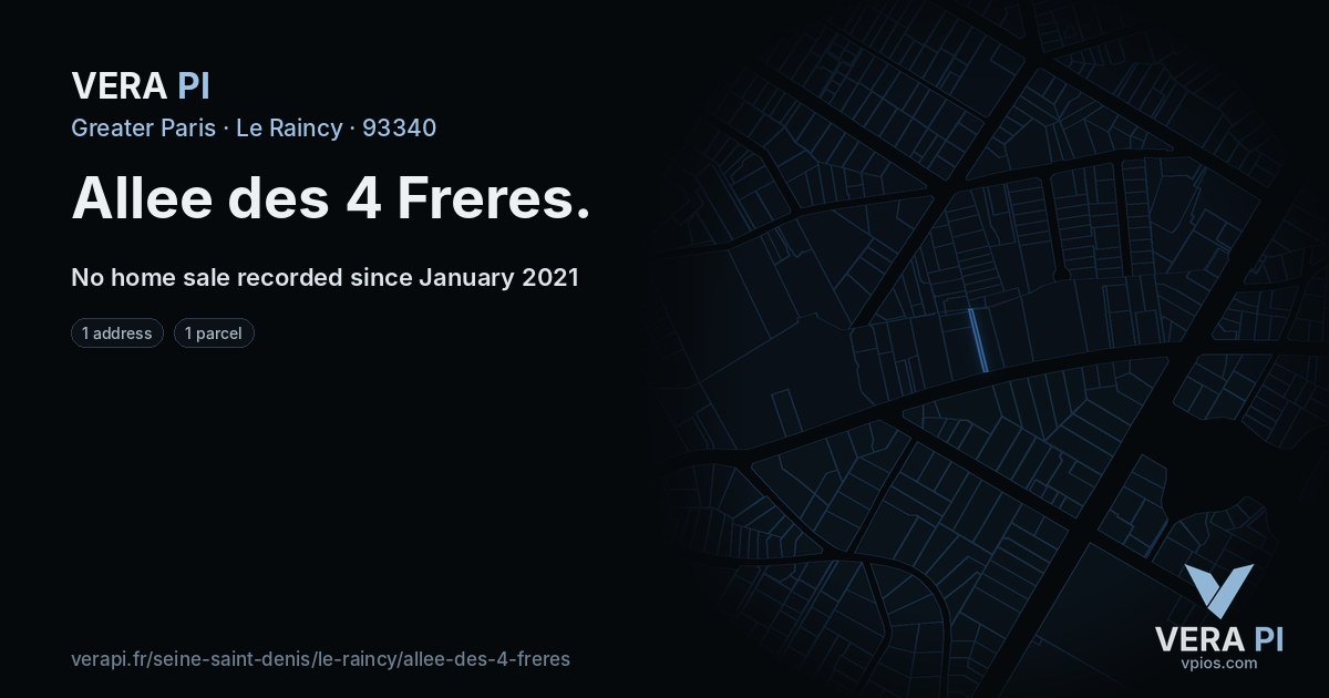 Allee des 4 Freres, Le Raincy at night – every parcel coloured by the prices around it, the street's own parcels lit