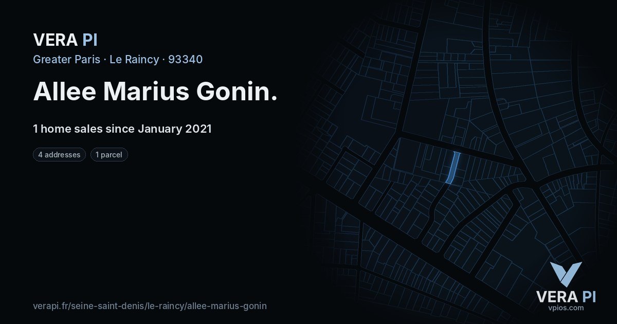 Allee Marius Gonin, Le Raincy at night – every parcel coloured by the prices around it, the street's own parcels lit