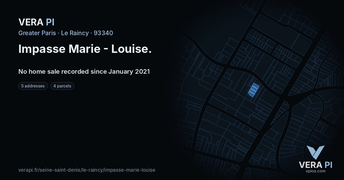 Impasse Marie - Louise, Le Raincy at night – every parcel coloured by the prices around it, the street's own parcels lit
