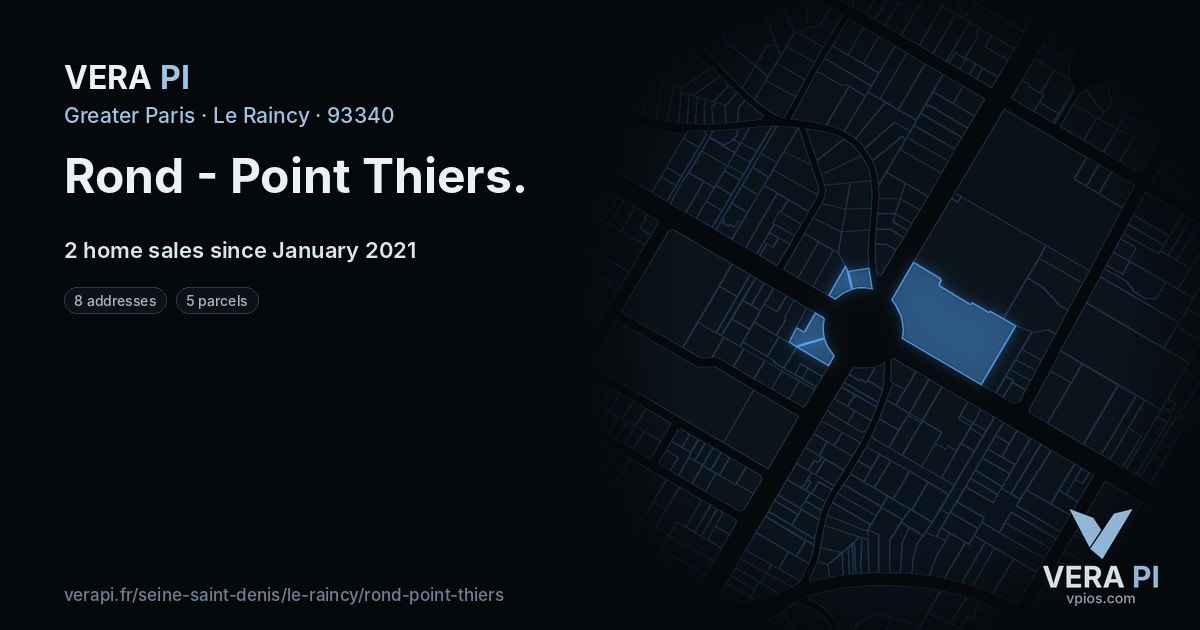 Rond - Point Thiers, Le Raincy at night – every parcel coloured by the prices around it, the street's own parcels lit