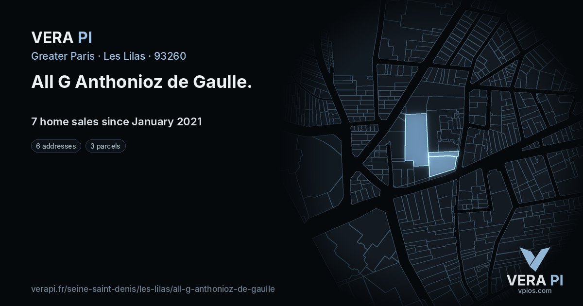 All G Anthonioz de Gaulle, Les Lilas at night – every parcel coloured by the prices around it, the street's own parcels lit