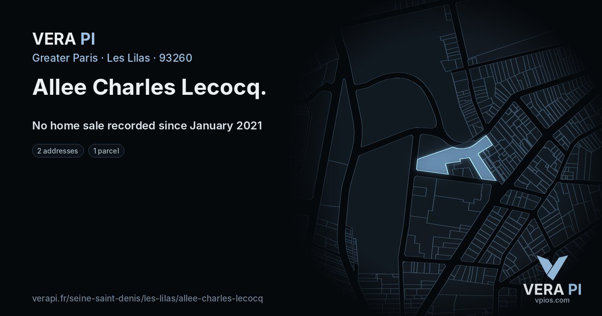 Allee Charles Lecocq, Les Lilas at night – every parcel coloured by the prices around it, the street's own parcels lit