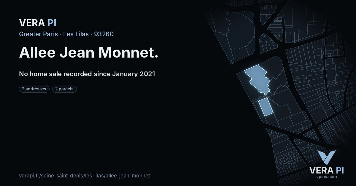 Allee Jean Monnet, Les Lilas at night – every parcel coloured by the prices around it, the street's own parcels lit