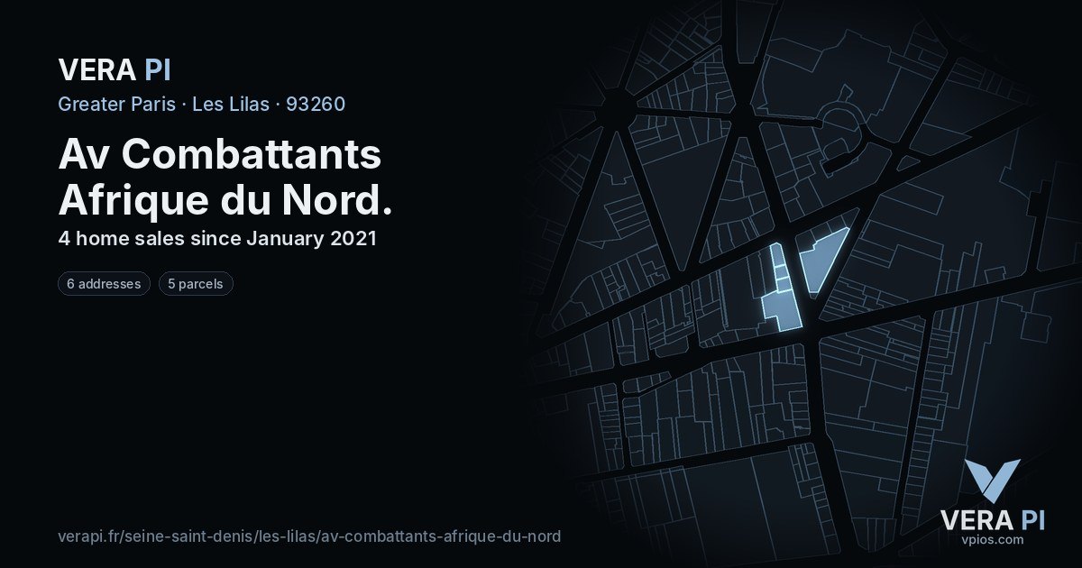 Av Combattants Afrique du Nord, Les Lilas at night – every parcel coloured by the prices around it, the street's own parcels lit