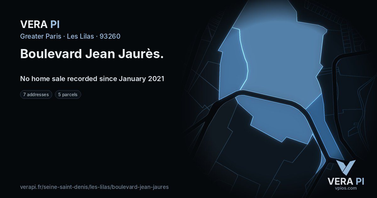 Boulevard Jean Jaurès, Les Lilas at night – every parcel coloured by the prices around it, the street's own parcels lit