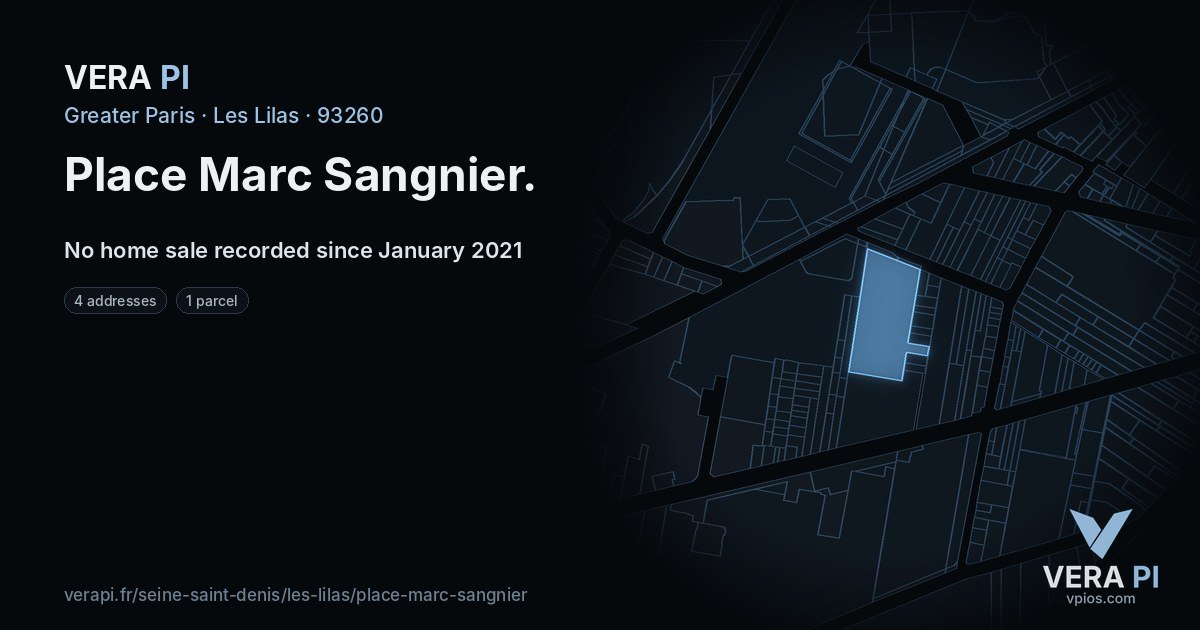 Place Marc Sangnier, Les Lilas at night – every parcel coloured by the prices around it, the street's own parcels lit