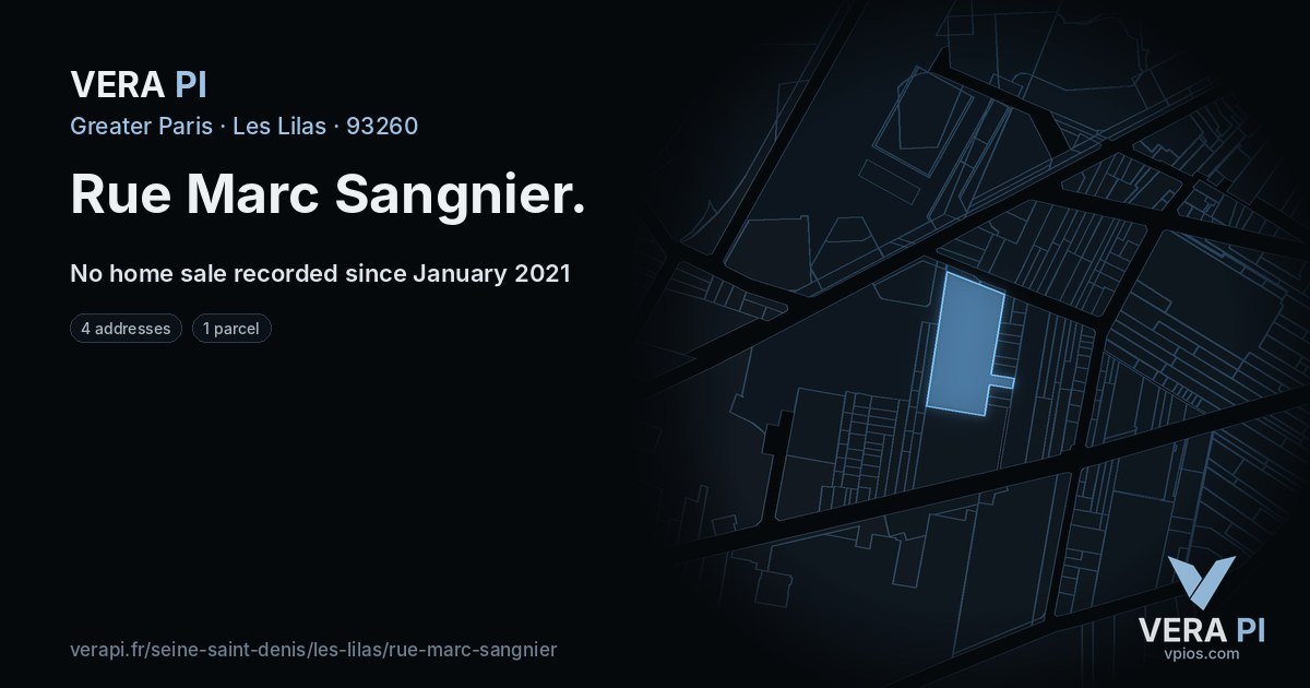 Rue Marc Sangnier, Les Lilas at night – every parcel coloured by the prices around it, the street's own parcels lit