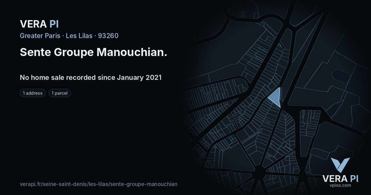Sente Groupe Manouchian, Les Lilas at night – every parcel coloured by the prices around it, the street's own parcels lit