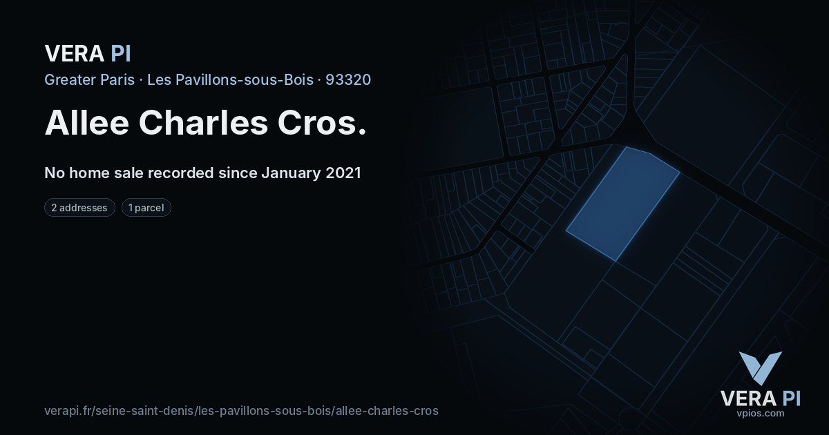 Allee Charles Cros, Les Pavillons-sous-Bois at night – every parcel coloured by the prices around it, the street's own parcels lit