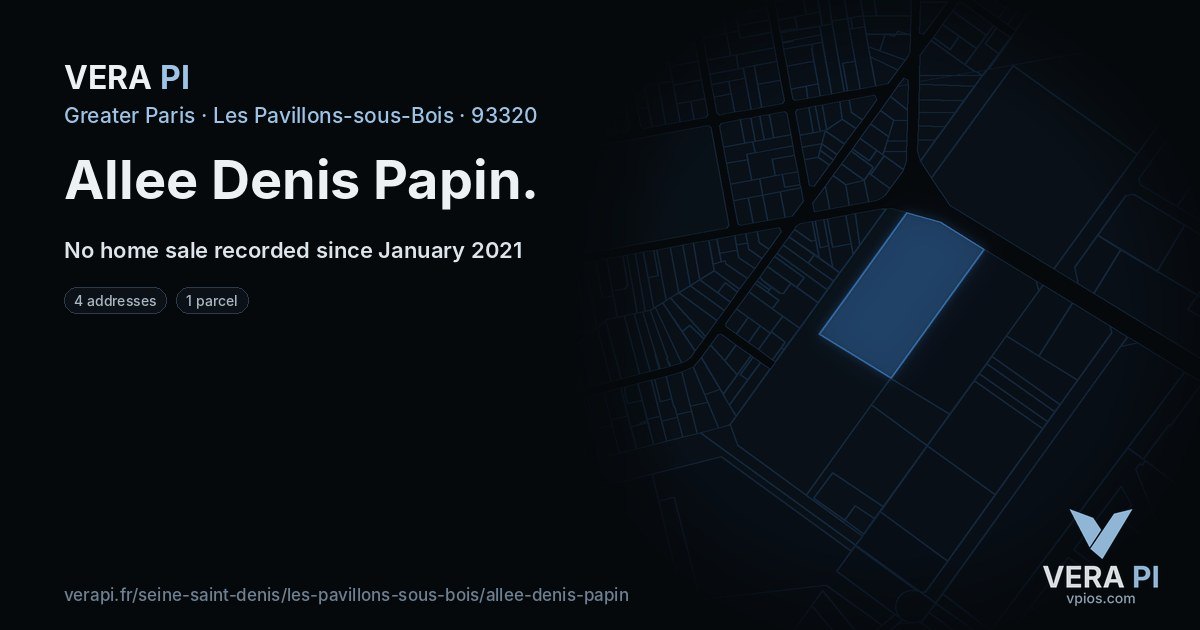 Allee Denis Papin, Les Pavillons-sous-Bois at night – every parcel coloured by the prices around it, the street's own parcels lit