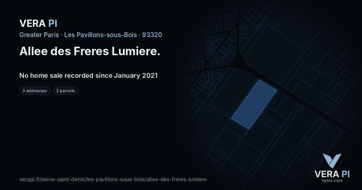 Allee des Freres Lumiere, Les Pavillons-sous-Bois at night – every parcel coloured by the prices around it, the street's own parcels lit