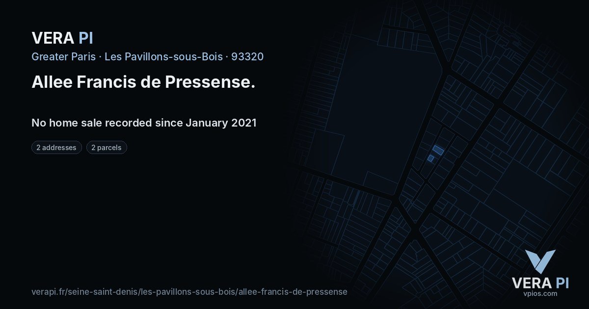 Allee Francis de Pressense, Les Pavillons-sous-Bois at night – every parcel coloured by the prices around it, the street's own parcels lit