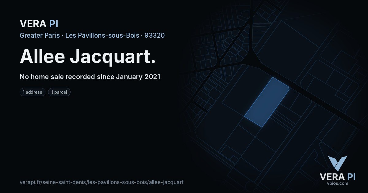 Allee Jacquart, Les Pavillons-sous-Bois at night – every parcel coloured by the prices around it, the street's own parcels lit