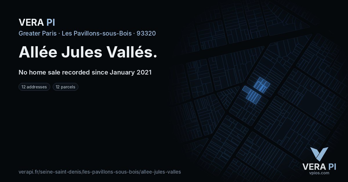 Allée Jules Vallés, Les Pavillons-sous-Bois at night – every parcel coloured by the prices around it, the street's own parcels lit