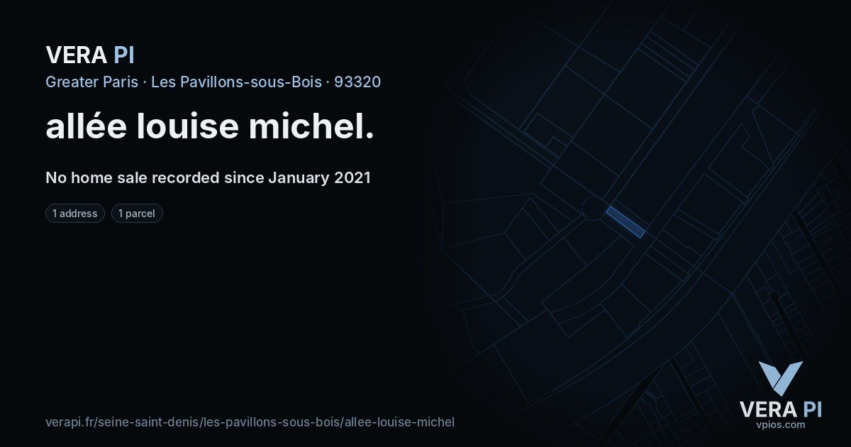 allée louise michel, Les Pavillons-sous-Bois at night – every parcel coloured by the prices around it, the street's own parcels lit
