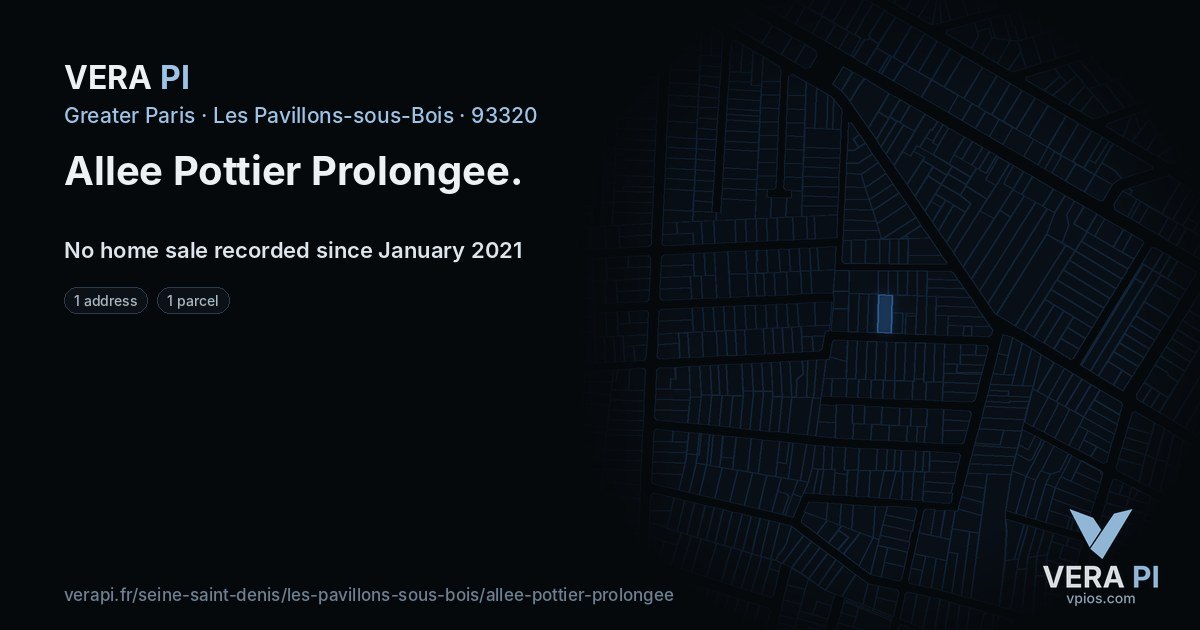 Allee Pottier Prolongee, Les Pavillons-sous-Bois at night – every parcel coloured by the prices around it, the street's own parcels lit