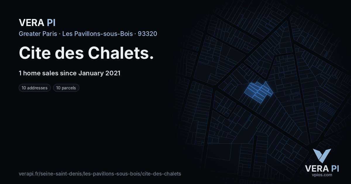 Cite des Chalets, Les Pavillons-sous-Bois at night – every parcel coloured by the prices around it, the street's own parcels lit