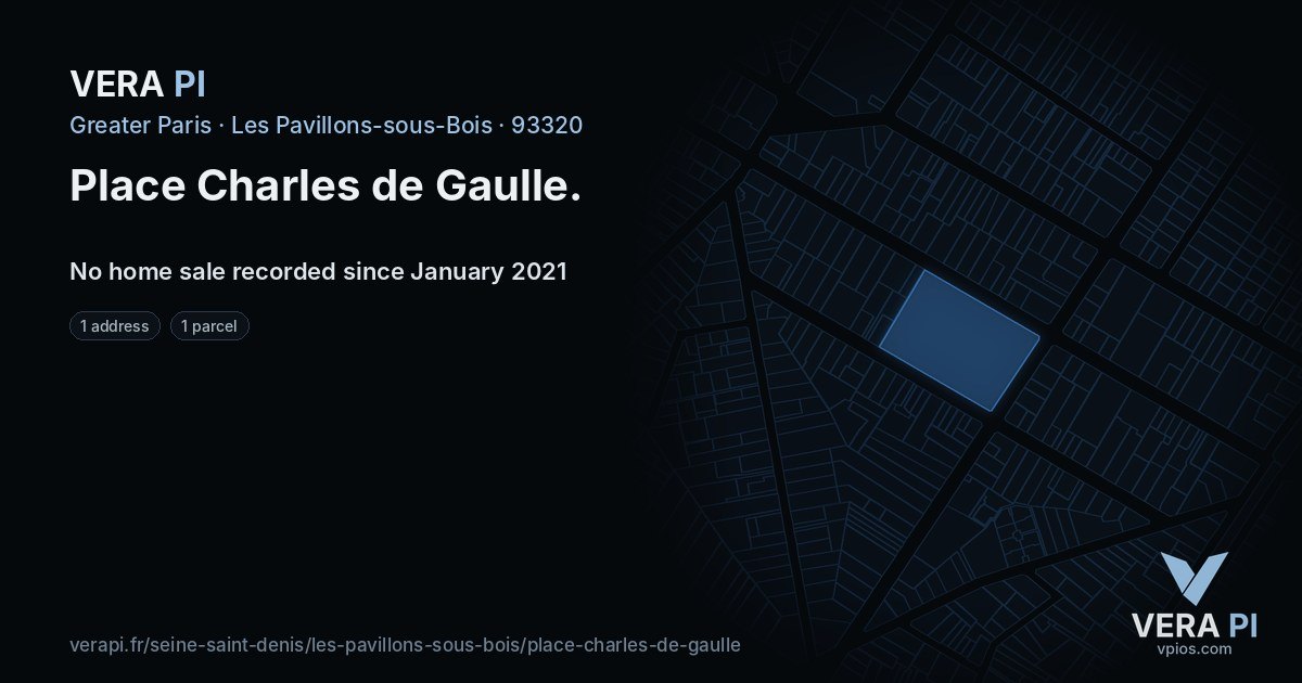 Place Charles de Gaulle, Les Pavillons-sous-Bois at night – every parcel coloured by the prices around it, the street's own parcels lit