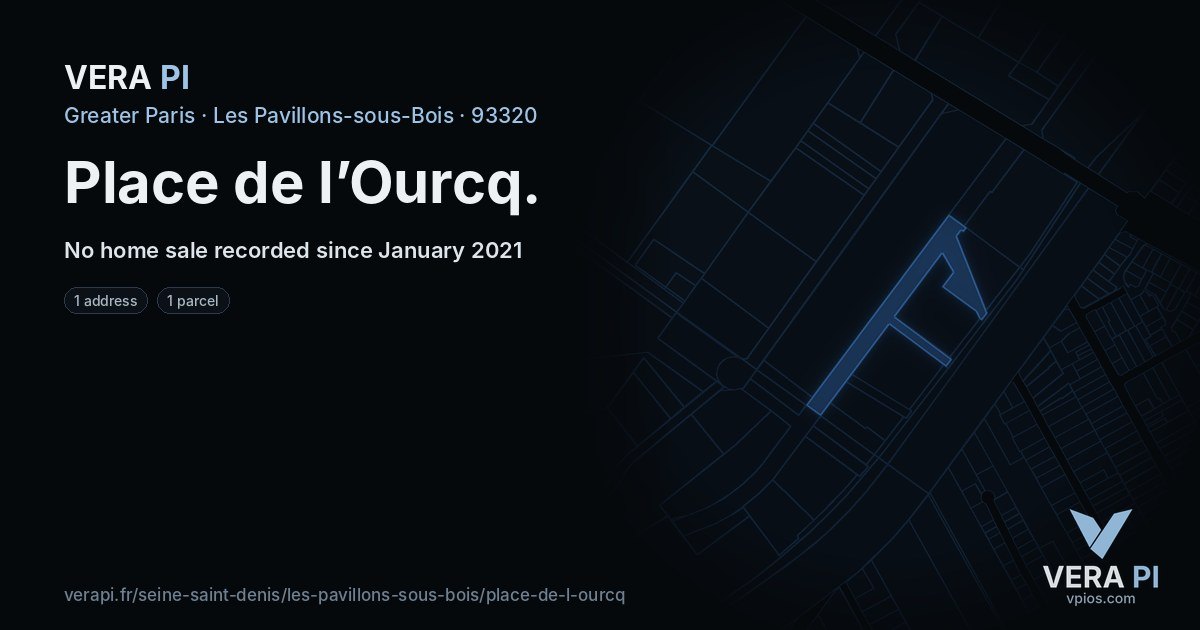 Place de l’Ourcq, Les Pavillons-sous-Bois at night – every parcel coloured by the prices around it, the street's own parcels lit