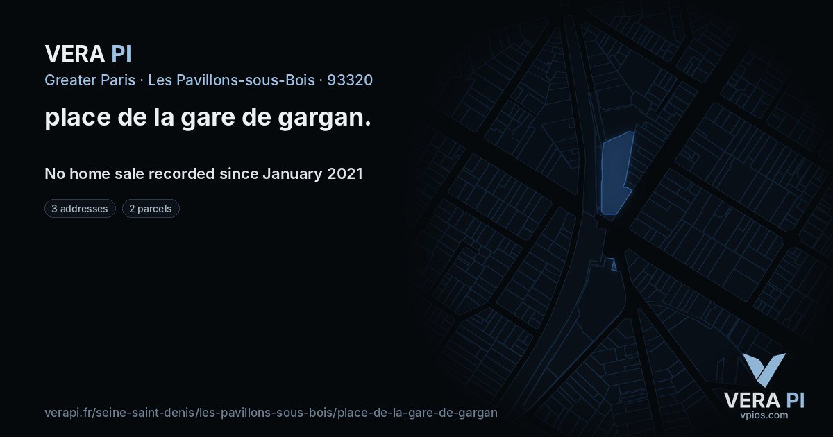 place de la gare de gargan, Les Pavillons-sous-Bois at night – every parcel coloured by the prices around it, the street's own parcels lit